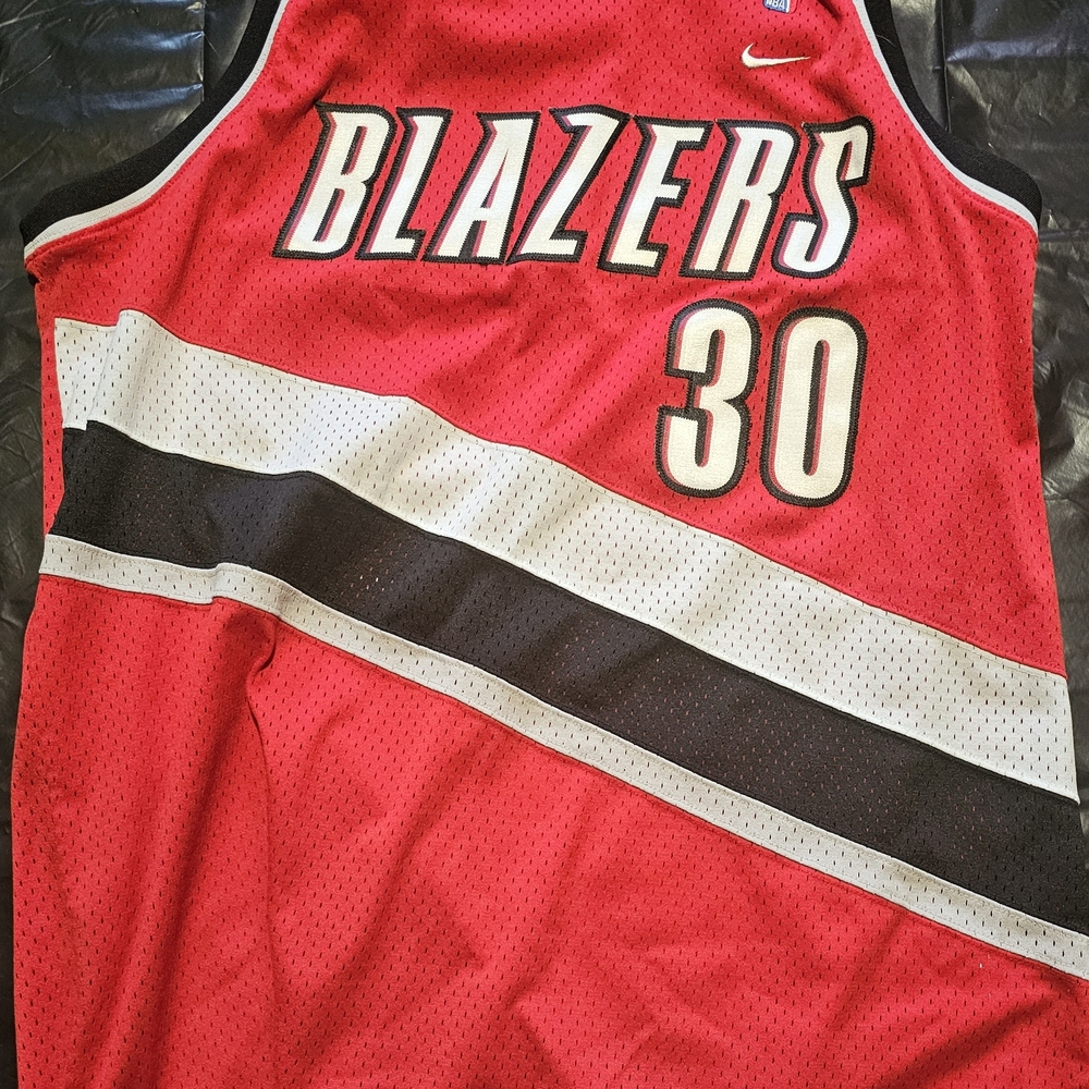 Nike Red Blazers Jersey with Black and White Stripes